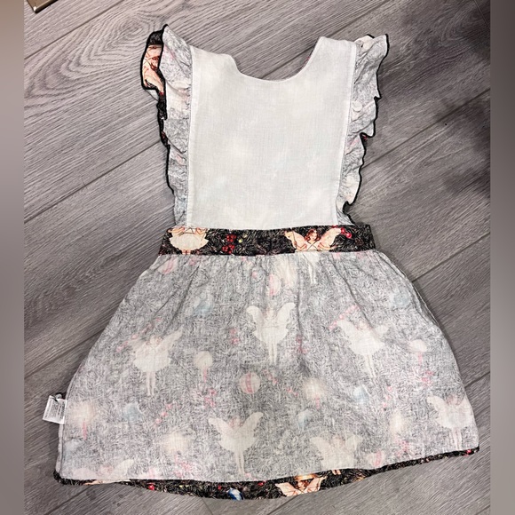 Kip & Co Flower Fairies Christmas Angel Heirloom Linen Pinafore Dress - Picture 4 of 13